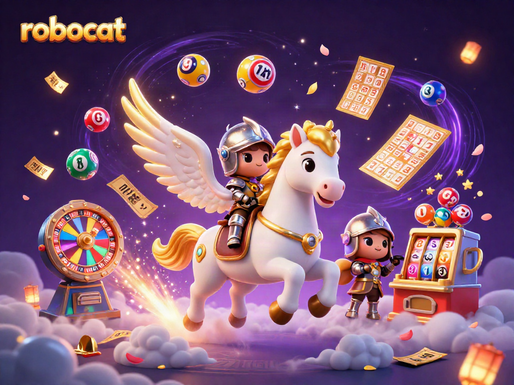Experience the excitement of robocat as cartoon characters enjoy lively casino games, including slots and bingo.